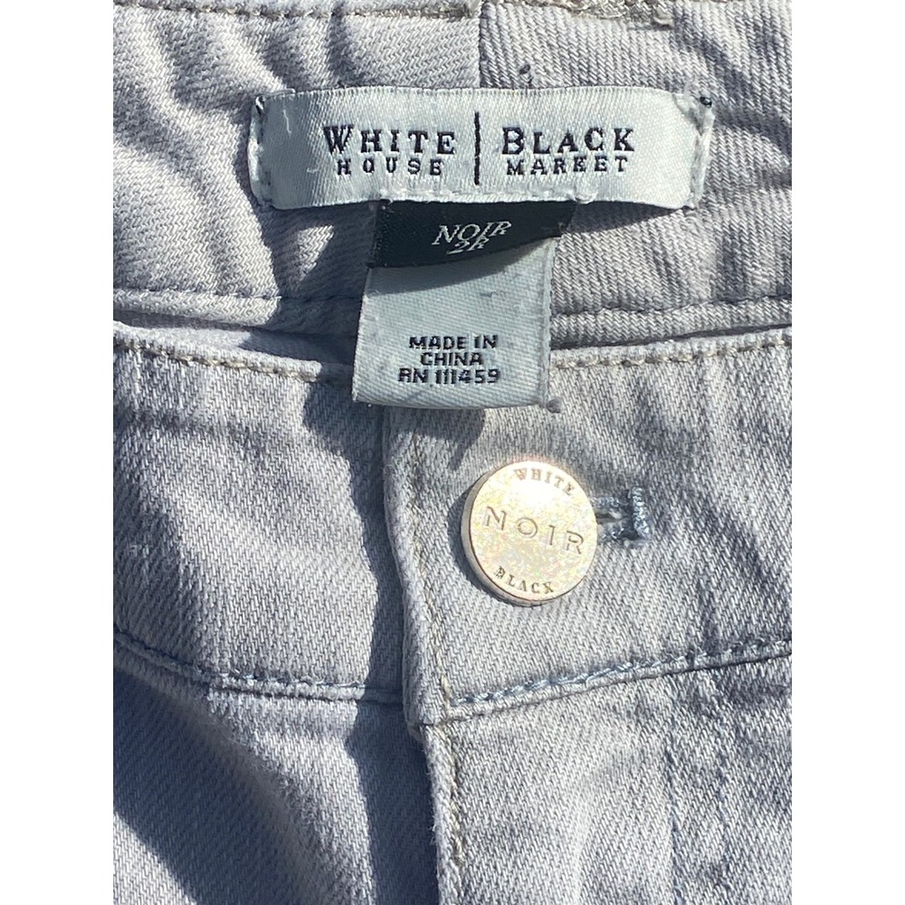 White House Black Market Noir Light Gray Rhinestone Bootcut Jeans Womens 2R - Picture 3 of 7
